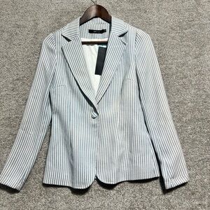 Ark & Co. Woman’s Knit Single Button Blue White Blazer New Size Small